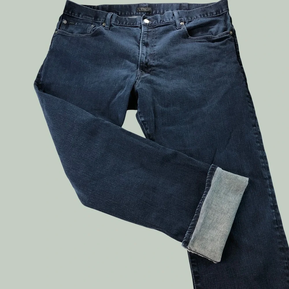 Polo Ralph Lauren Hampton Relaxed Straight Jeans Mens 40x32 Dark Blue Wash Denim